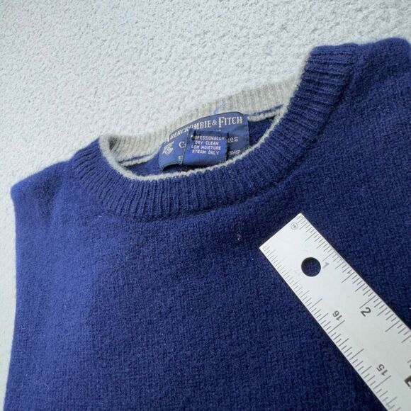 Vintage Abercrombie & Fitch Sweater Men Large Blue  Lambswool Country Crew 90s - Picture 11 of 13